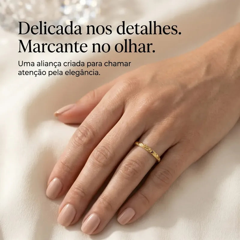 Par Aliança Casamento Arabesco Prata 925 Dourada Ouro 18k Tamanho Feminino 10 Tamanho Masculino 17
