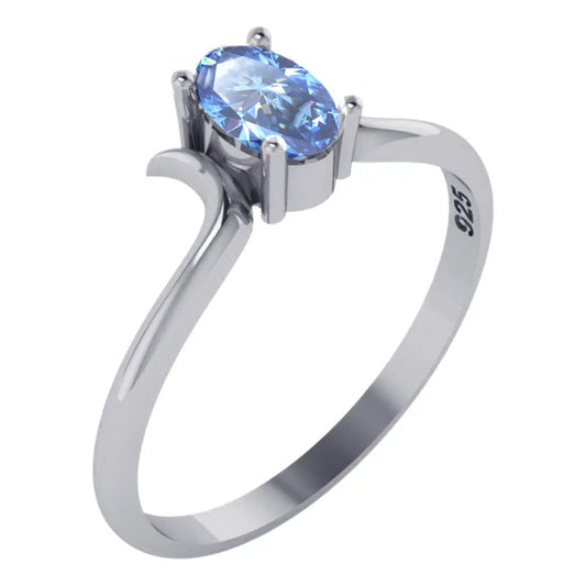Anel Roma Topázio Azul Prata 925 - Exclusivo