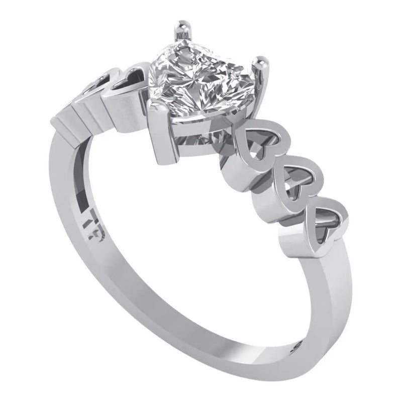 Anel Luxo Pura Prata 925 Zirconia Coração - Exclusivo