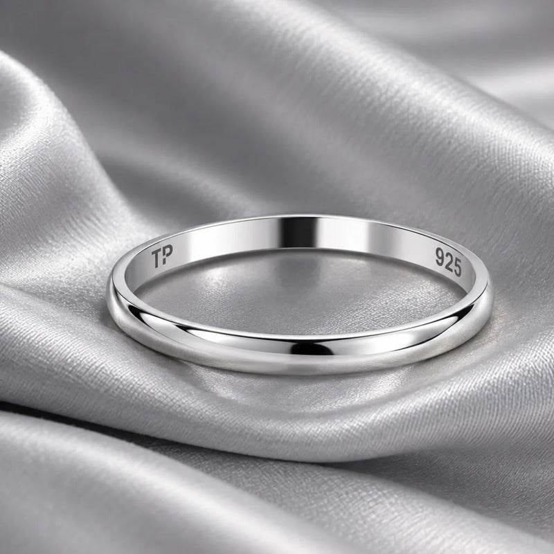 Aliança Lisa Meia Cana Prata 925 Ou Banhada Ouro 18k Prata 925 9