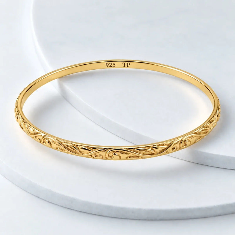 Pulseira Bracelete Arabesco Prata 925 Ou Banhada A Ouro 18k Prata Dourada 18k 7 Cm
