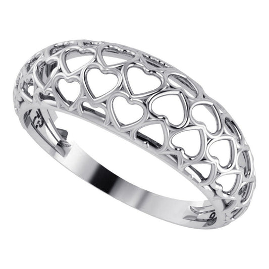 Pure 925 Silver Bombe Hollow Hearts Ring - Exclusive