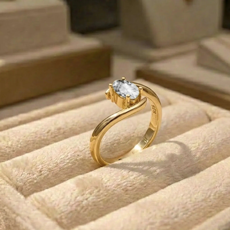 Anel Miami Prata 925 Dourada Ouro 18k - Zircônia