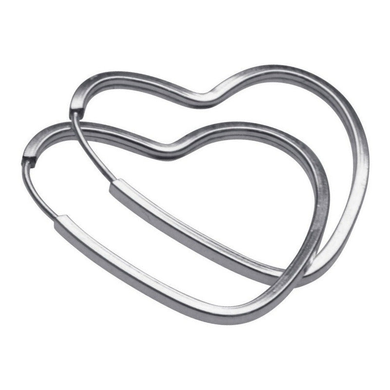 Pendiente pequeño de aro con forma de corazón en plata 925 (25 mm) para mujer