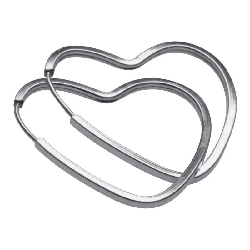 Brinco Argola Pequena De Prata 925 Coração - 25mm Feminina Prata