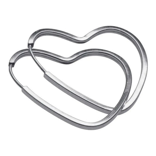 Brinco Argola Pequena De Prata 925 Coração - 25mm Feminina Prata