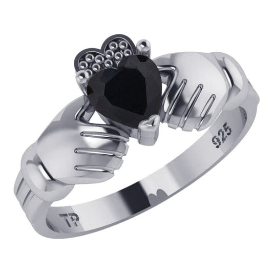 925 Silver Claddagh Black Onyx Ring - Unisex