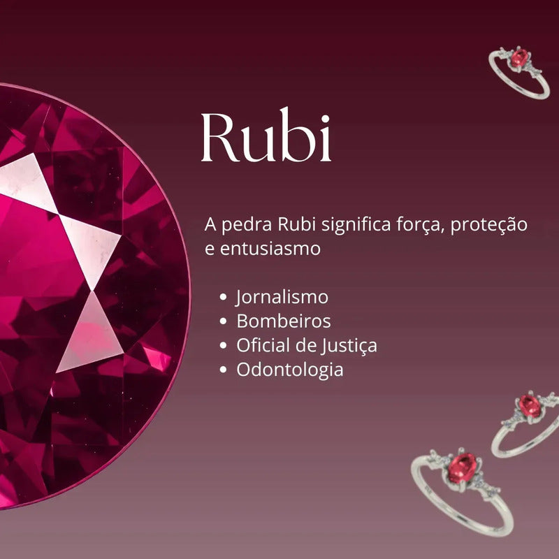 Anel Formatura Feminino Prata 925 + Caixinha Capelo Rubi 17
