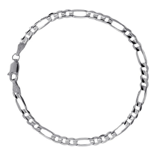 Pulseira Prata 925 Figaro 3x1 Maciça - 5mm