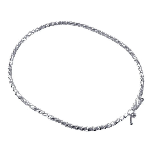 Pulseira Bracelete Rígido Prata 925 - Torcido Feminino 6 Cm