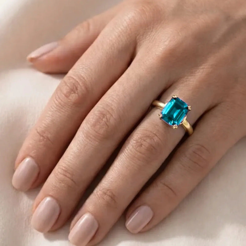 Anel Vintage Topázio Prata 925 Dourada Ouro 18k - Feminino