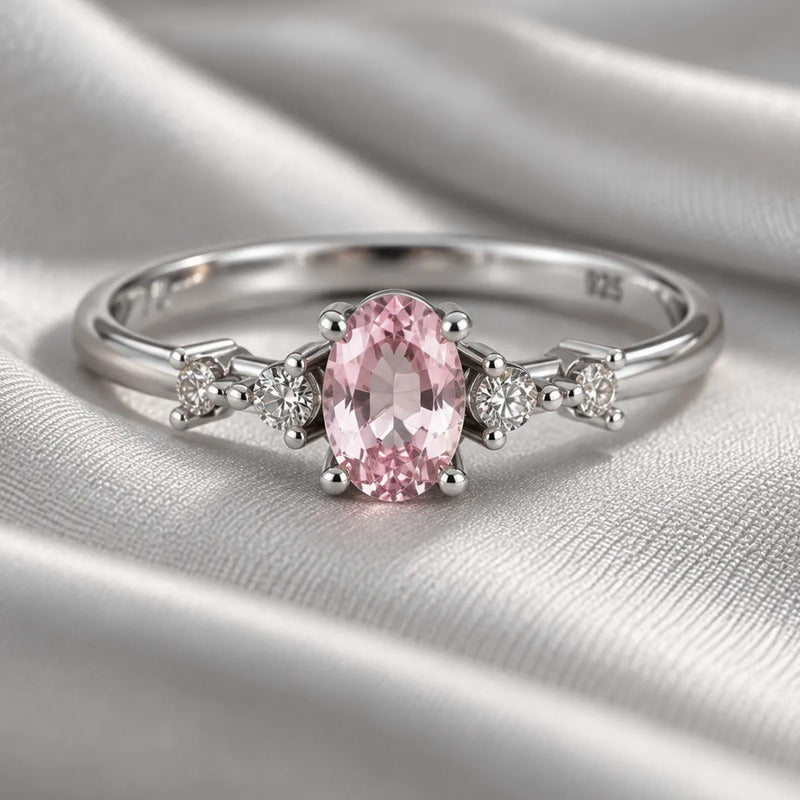Anel Safira Rosa London Prata 925 - Tamanhos Exclusivos 17