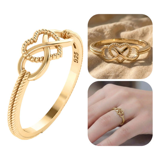 Anel Infinito Amor Prata 925 Dourada Ouro 18k - Feminino