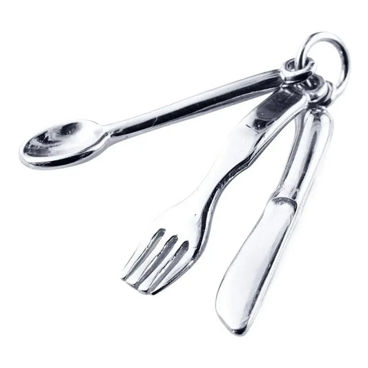 Pingente Prata 925 Culinária Garfo Colher Faca Exclusivo Prata