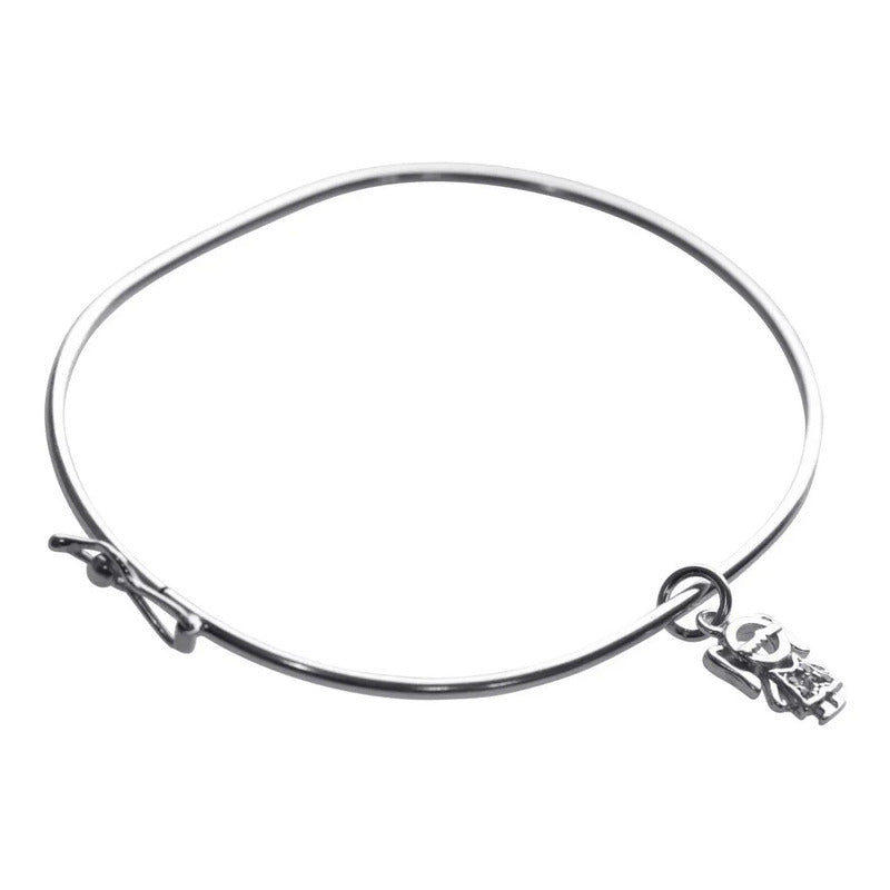 Pulseira Bracelete Rígido Prata 925 - Pingente Menina 19 Cm