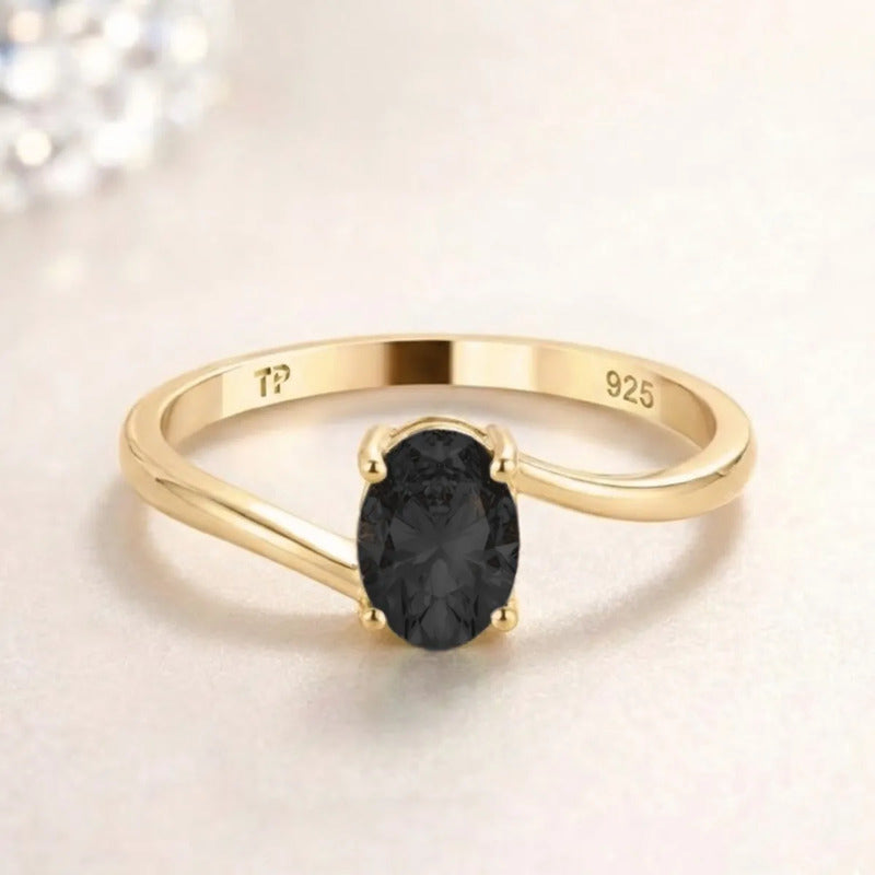 Anel Miami Prata 925 Dourada Ouro 18k - Black Ônix