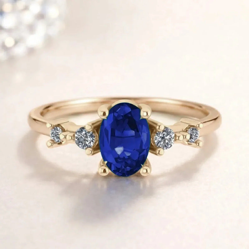 Anel Formatura Feminino Prata 925 Dourada 18k + Capelo Safira 28-29