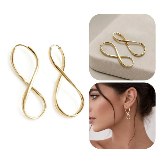 Argola Brinco 3,8cm Infinito Prata 925 Dourada 18k- Feminino Dourado