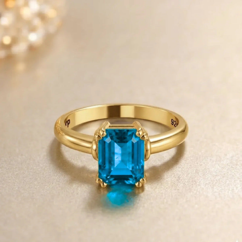 Anel Vintage Topázio Prata 925 Dourada Ouro 18k - Feminino