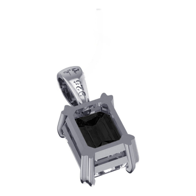 925 Silver Rectangular Black Onyx Unisex Pendant - Exclusive