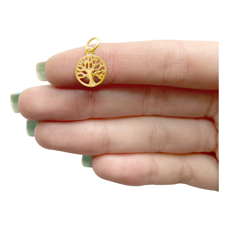 Pingente Prata 925 Dourada 18k - Árvore Da Vida