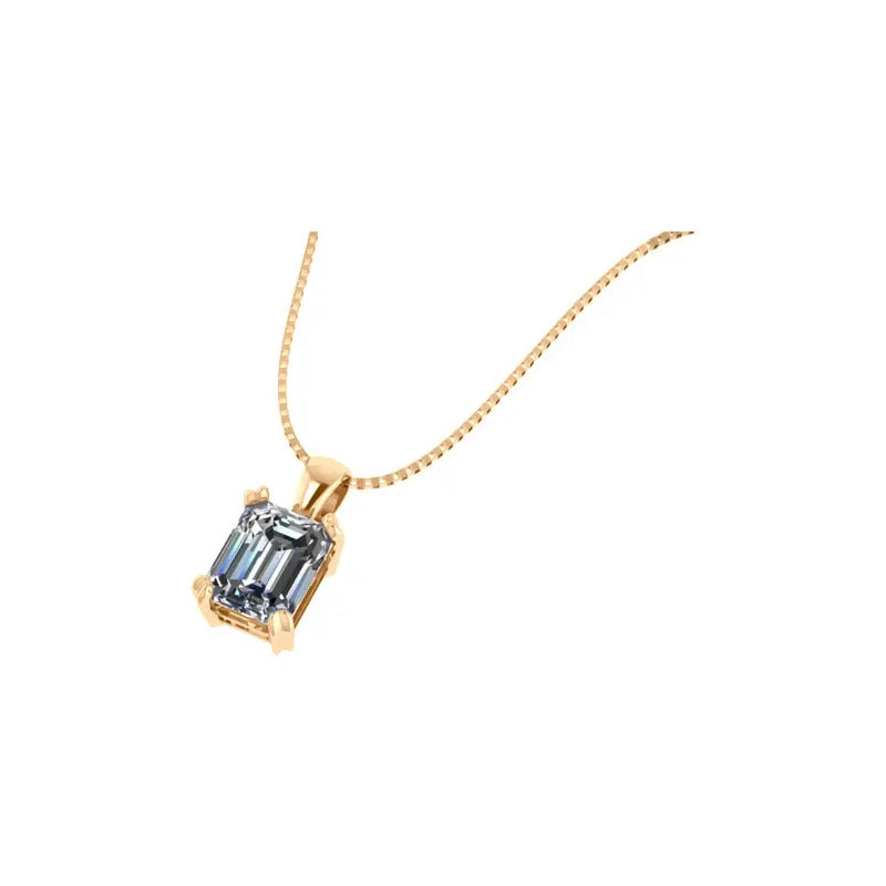 Pingente Retangular Prata 925 Dourada 18k - Zircônia  Branco