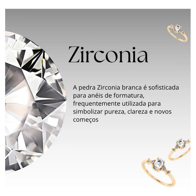 Anel Formatura Diversas Areas Prata 925 Dourada 18k + Capelo Zircônia 16-17