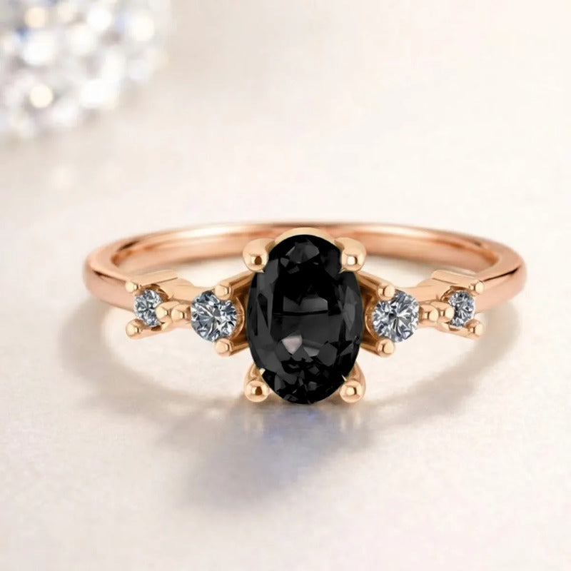 Anel London De Prata 925 Dourada Ouro 18k - Black Ônix