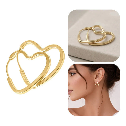 Argola Brinco Coração 2cm Prata 925 Dourada 18k Dourado