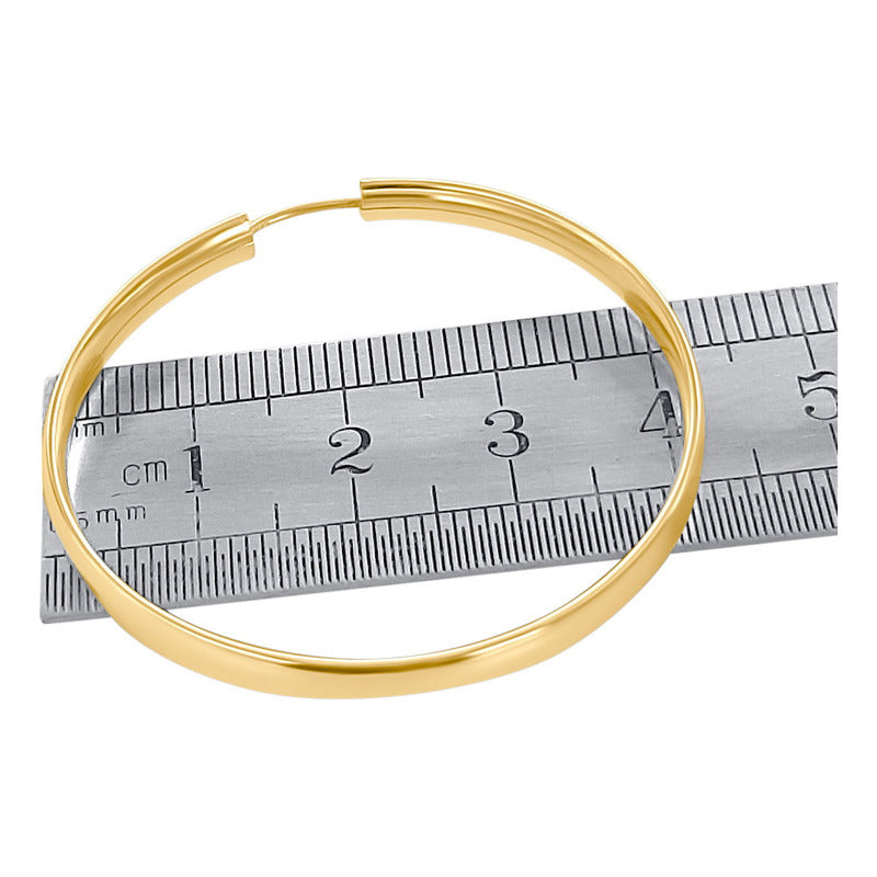 Hoop Earring Pure 925 Silver 18k Gold - 40mm - Wide
