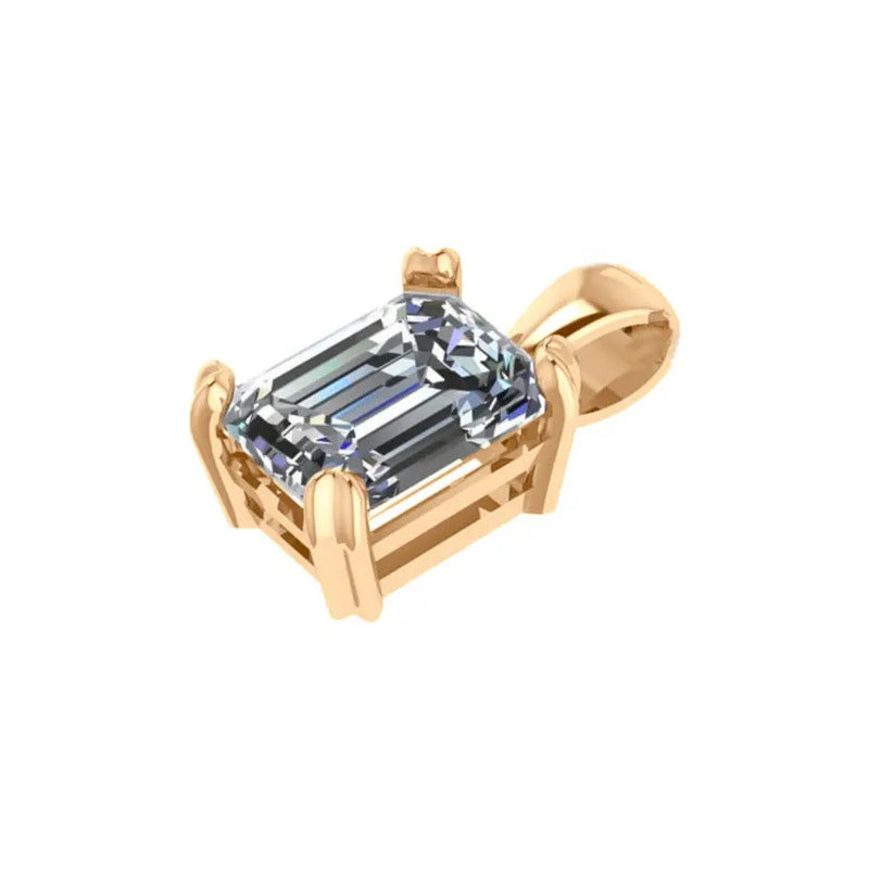 Pingente Retangular Prata 925 Dourada 18k - Zircônia  Branco
