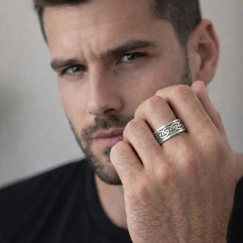 Anel Pura Prata 925 Masculino Infinito Celta - Exclusivo