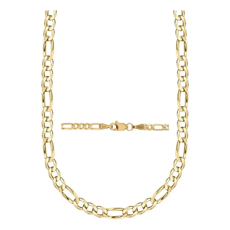 Corrente 3x1 Prata 925 Dourada 18k Elos 5mm Masculina 60cm Dourado