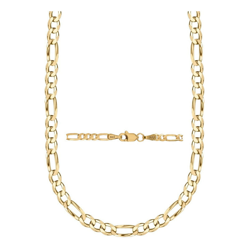 Corrente 3x1 Prata 925 Dourada 18k Elos 5mm Masculina 60cm