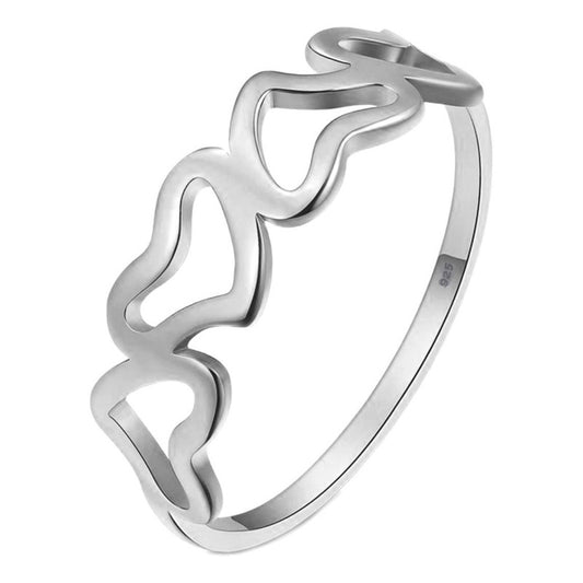 Pure 925 Silver Ring with Hollow Hearts - Exclusive