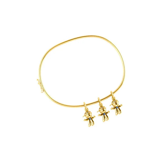 Pulseira Bracelete Rígido Prata 925 Dourada 18k - 3 Meninos 19 Cm