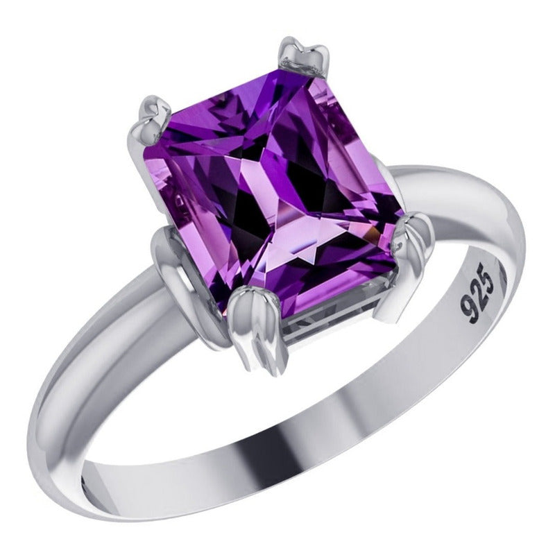 Anel Ametista Pura Prata 925 Vintage - Feminino