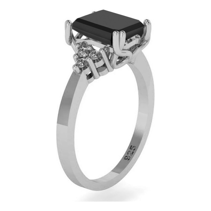 Anel Vintage Clássico Onix Pura Prata 925 - Feminino