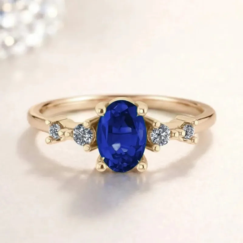 Anel Formatura Feminino Prata 925 Dourada 18k + Capelo Safira 18-19