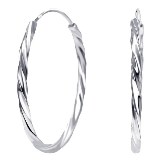 Brinco Argola Pequena De Prata 925 Redonda - 40mm Torcido