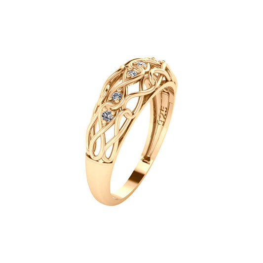 Anel Bombe Infinito Zircônias - Prata 925 Dourada 18k