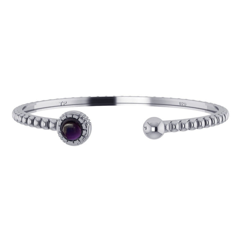 Amethyst Bracelet Rigid 925 Silver - Unisex