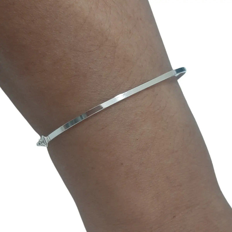 Pulseira Bracelete Rígido Pura Prata 925 -trava De Segurança 6 Cm 18 Cm