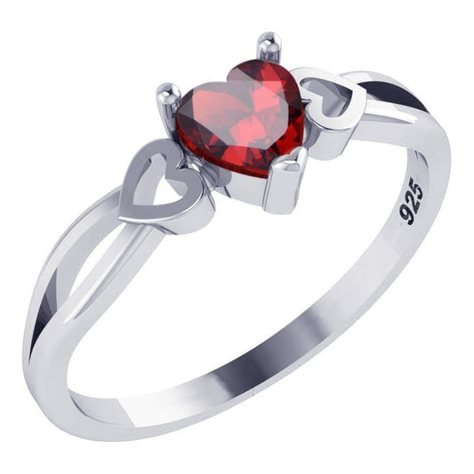 Pure 925 Silver Ring Eternal Garnet Heart - Exclusive