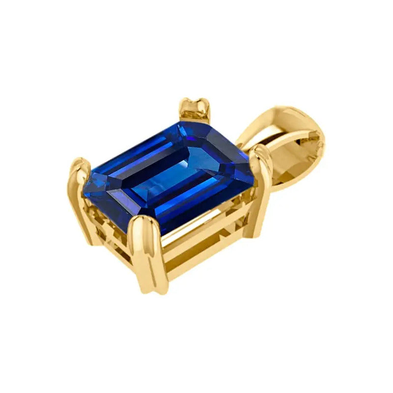 Pingente Retangular Prata 925 Dourada 18k - Safira Azul Azul
