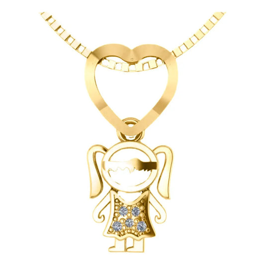 Colar Canga 1 Menina Zircônias Prata 925 Dourada Ouro 18k Dourado