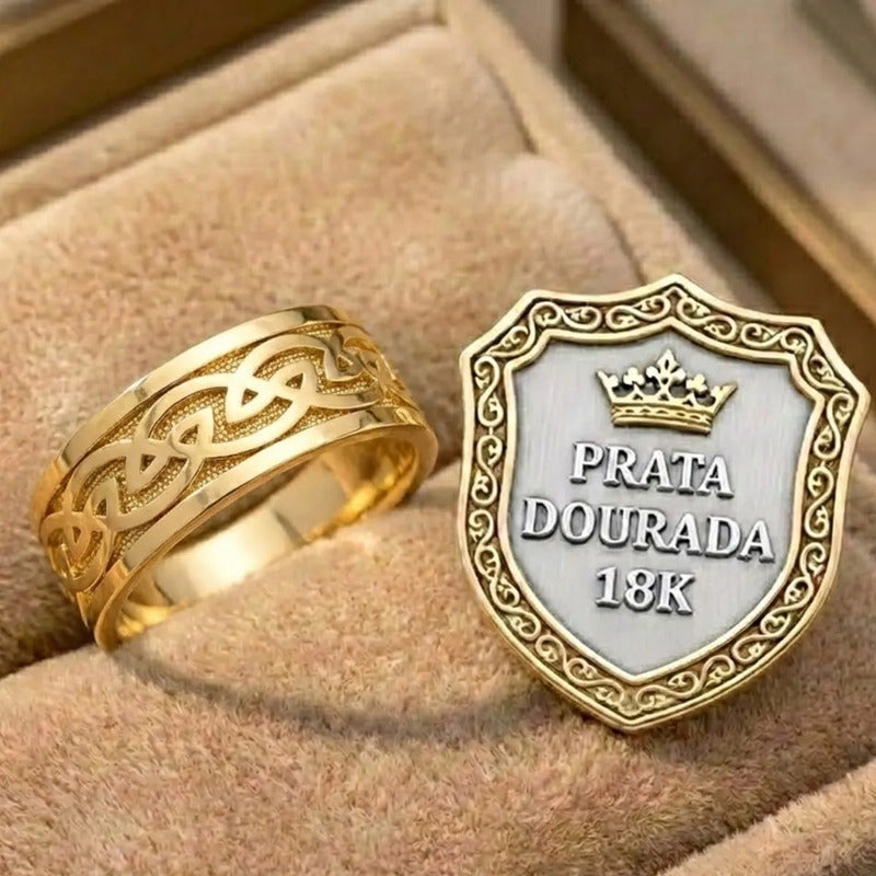 Anel Masculino Infinito Celta - Prata 925 Dourada 18k