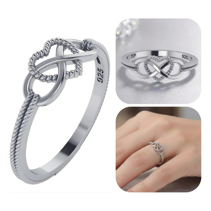 Anel Infinito Amor Prata 925 Ou Banhado A Ouro 18k Prata 925 28
