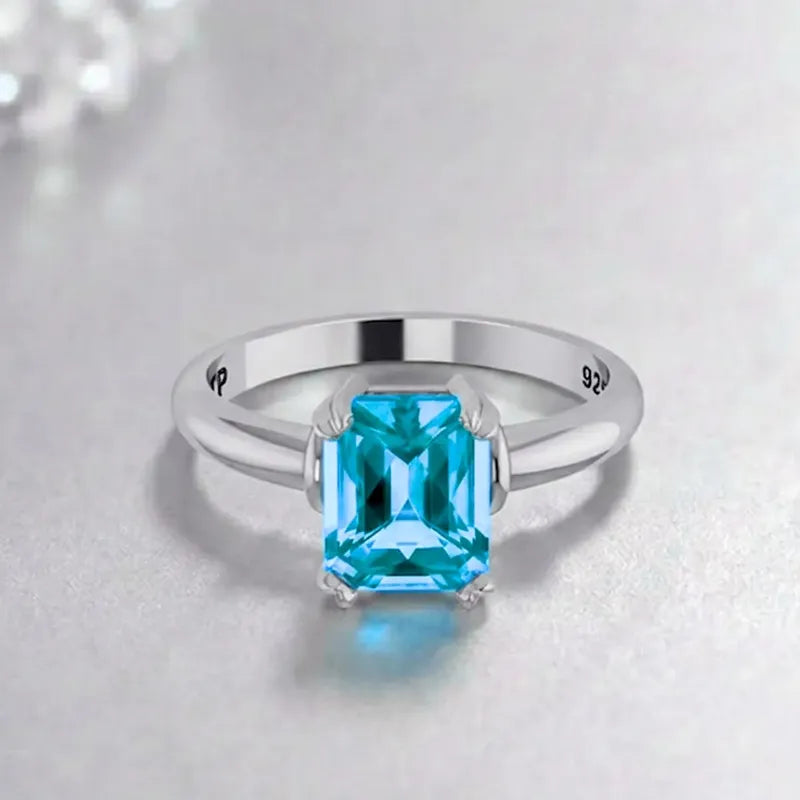 Anel Vintage Topázio Azul Prata 925 - Feminino