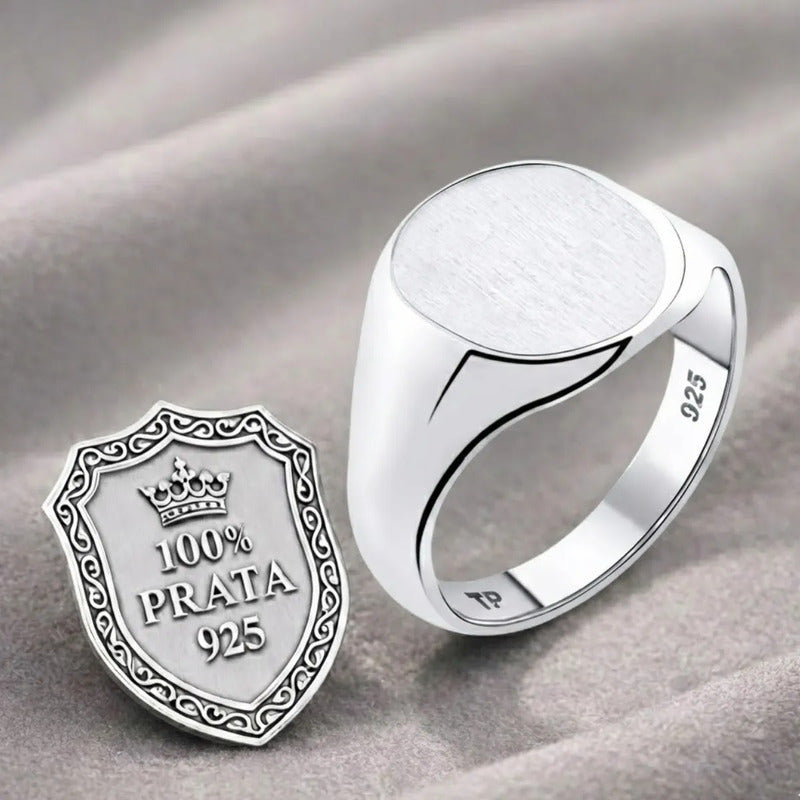 Anel De Prata 925 Sólido Masculino Arredondado - Exclusivo